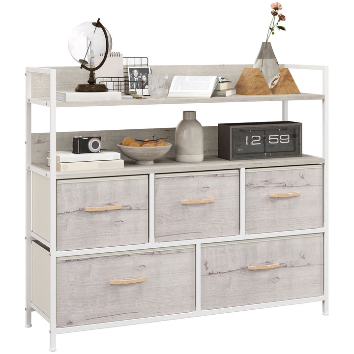Rustic Chest of Five Fabric Drawers - Natural