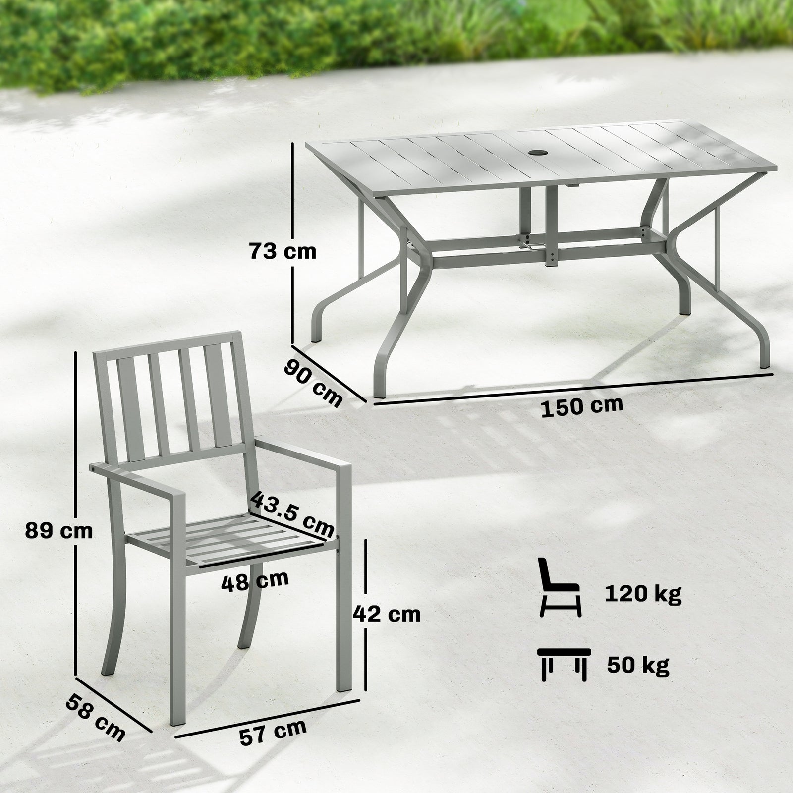 7 Pieces Garden Table and Chairs, 6 Seater Outdoor Table and Chairs wi