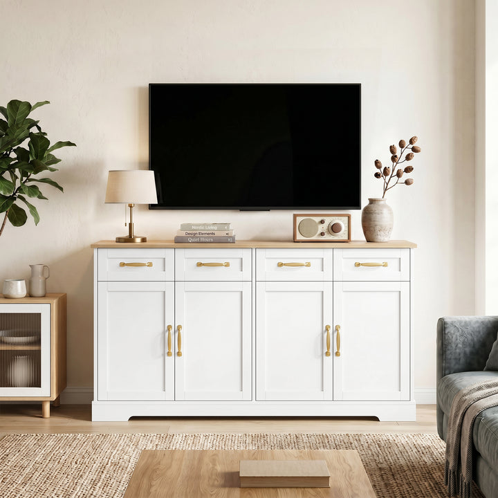 Sideboard Buffet Cabinet, 140 cm Kitchen Storage Cabinet with 4 Drawer