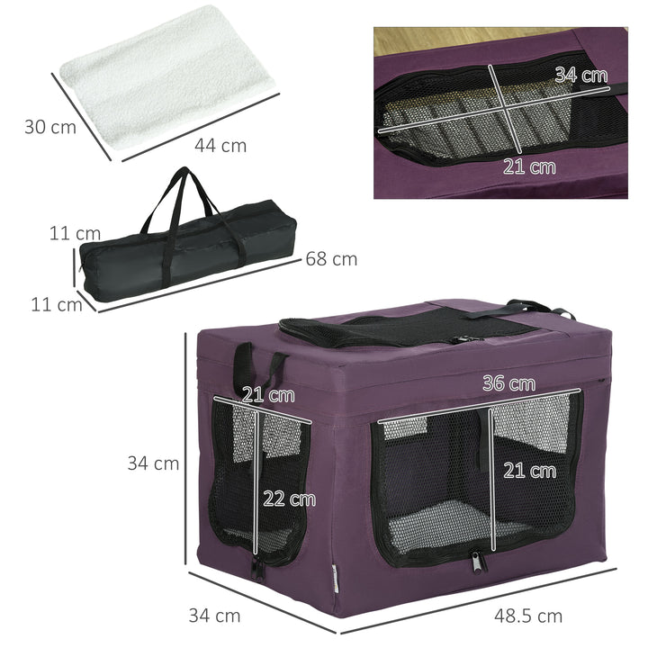 48.5cm Pet Carrier, with Cushion, for Miniature Dogs - Purple