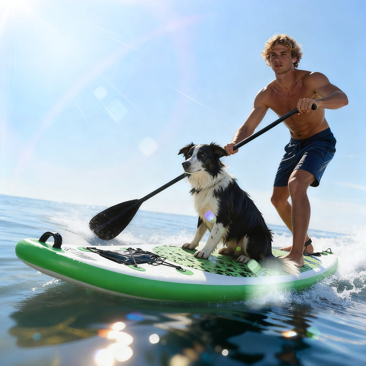 MCL Inflatable Stand Up Paddle Board, 10' x 30" x 4", Non-Slip SUP, with ISUP Accessories, Hand Pump, 3 Fins, Adj Paddle for Youth Adult Beginners/Experts