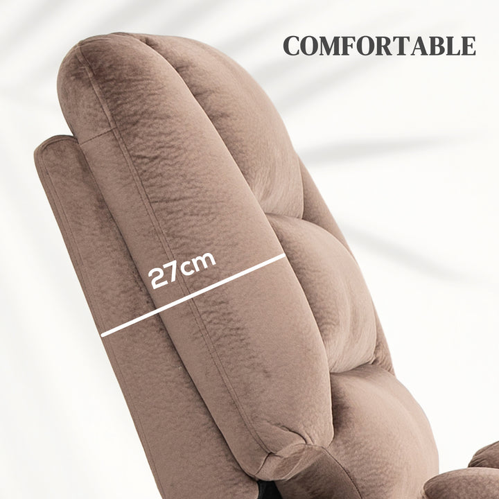 Velvet-Feel Electric Lift-and-Recline Massage Armchair, with Remote - Brown