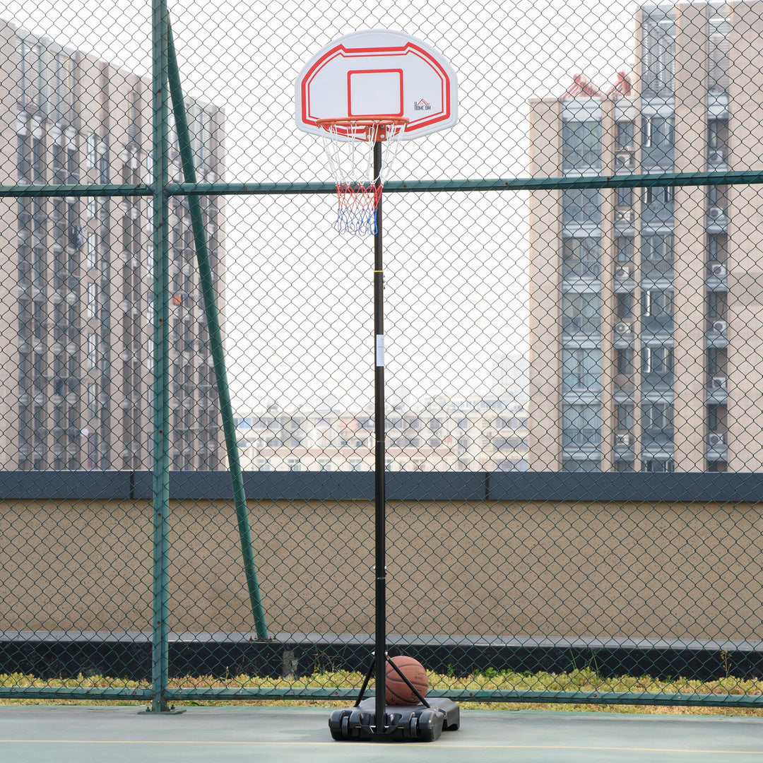 HOMCOM Outdoor Basketball Hoop Stand Portable Sturdy Rim Adjustable Height from 258-314 cm w/ Wheels, Stable Base