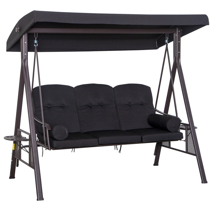 MCL Swing Chair Hammock Chair 3 Seater Canopy Cushion Shelter Outdoor Bench Black