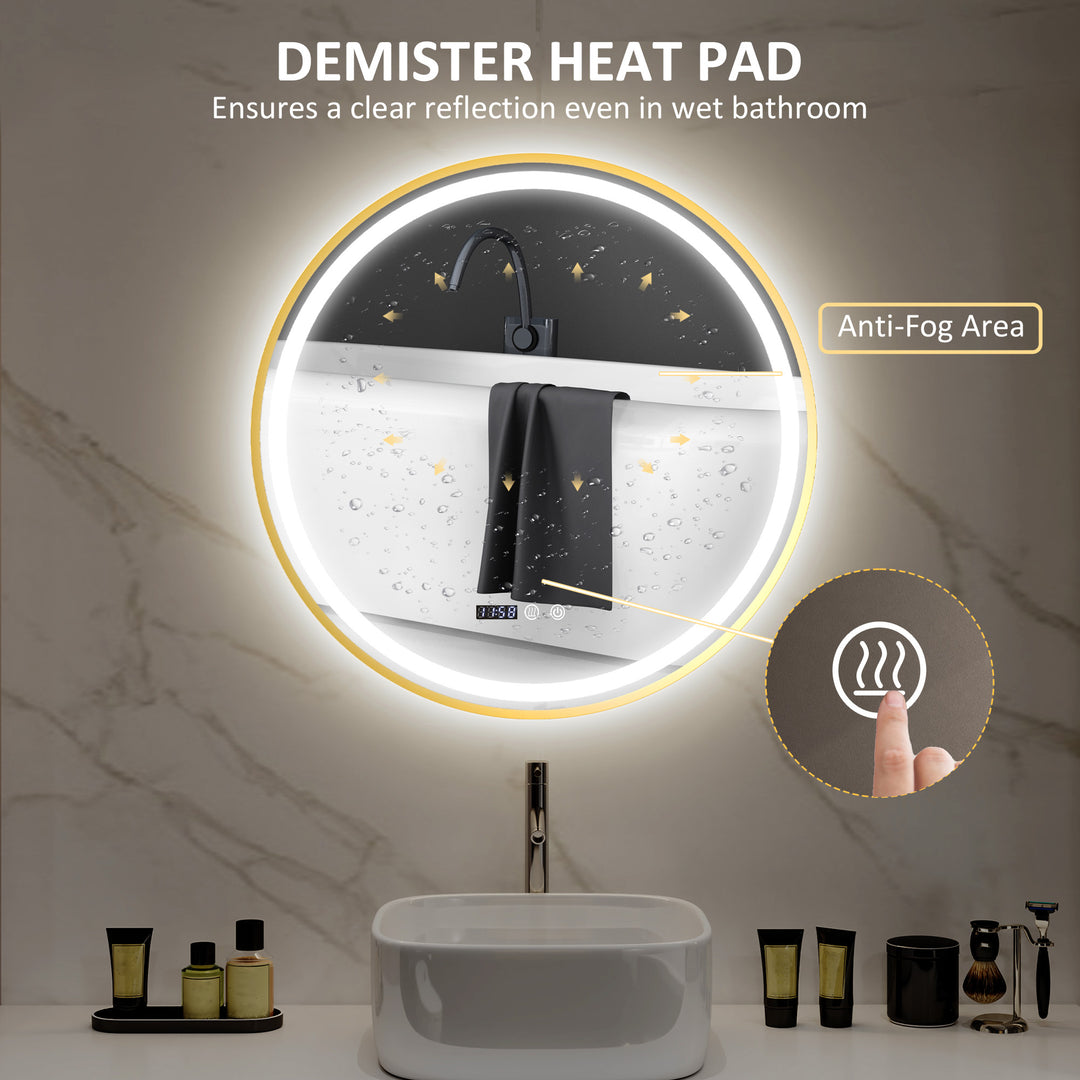60cm Anti-Fog LED Bathroom Mirror - Gold Tone