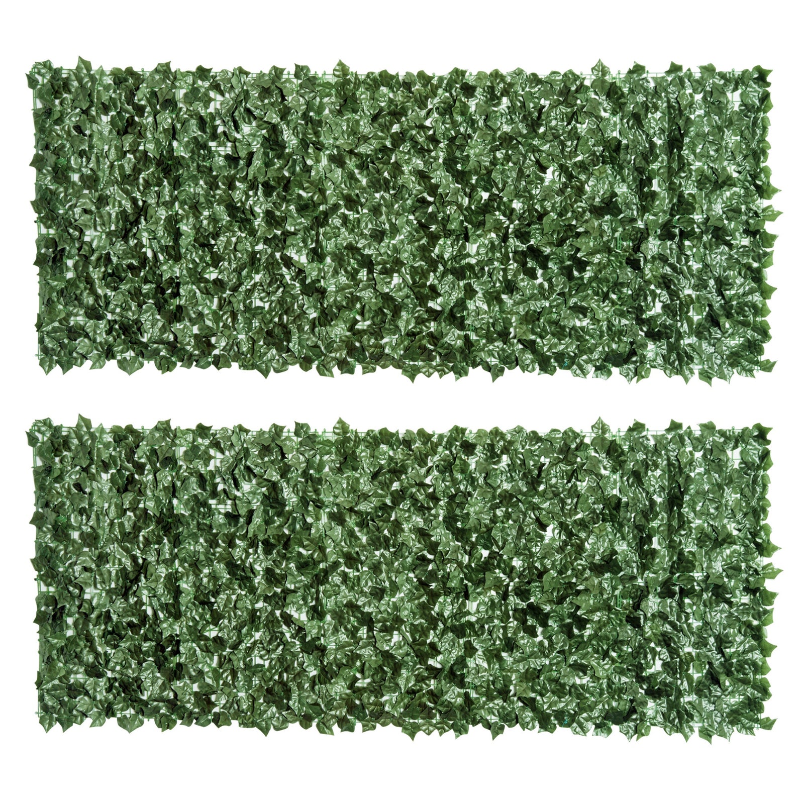 2-Piece Artificial Leaf Hedge Screen Privacy Fence Panel for Garden Outdoor Indoor Decor, Dark Green, 2.4M x 1M
