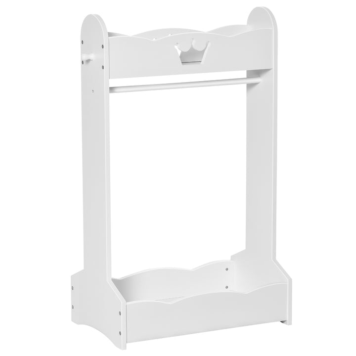 Kids Clothes Rail Wooden Hanging Rack with Storage Shelves Children Garment Freestanding Wardrobe for 3-8 Years Toddler, White