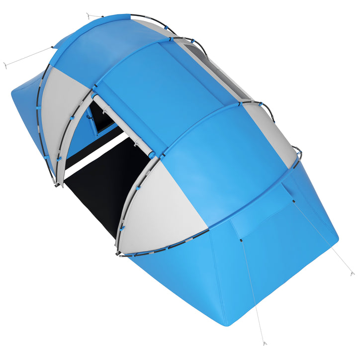 MCL 4-6 Man Camping Tent w/ Two Bedroom, Hiking Sun Shelter, UV Protection Tunnel Tent, Blue and White