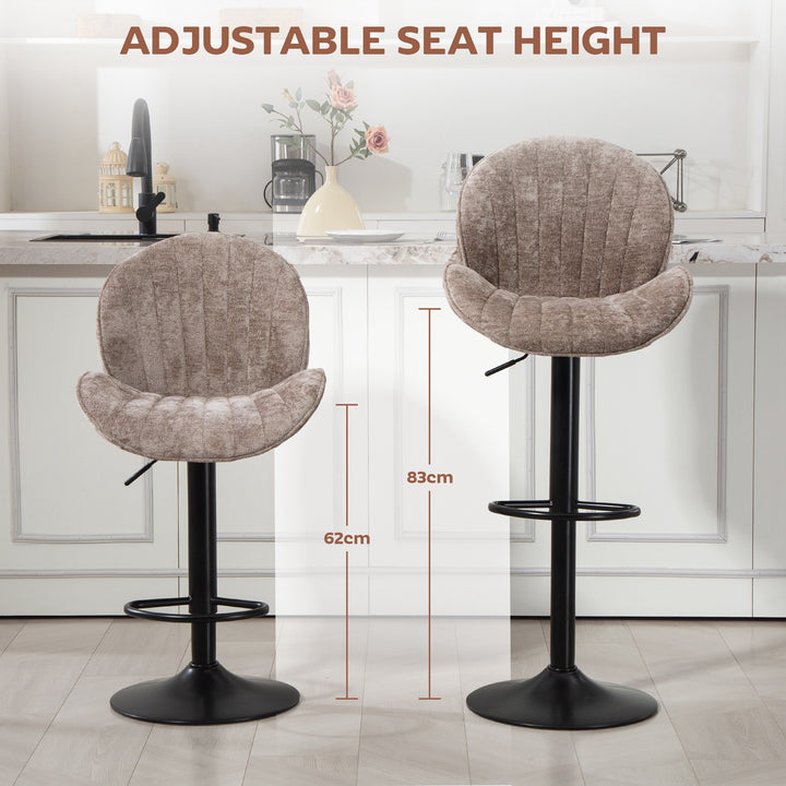 Bar Stools Set of 2, Swivel Barstools with Back, Adjustable Height and