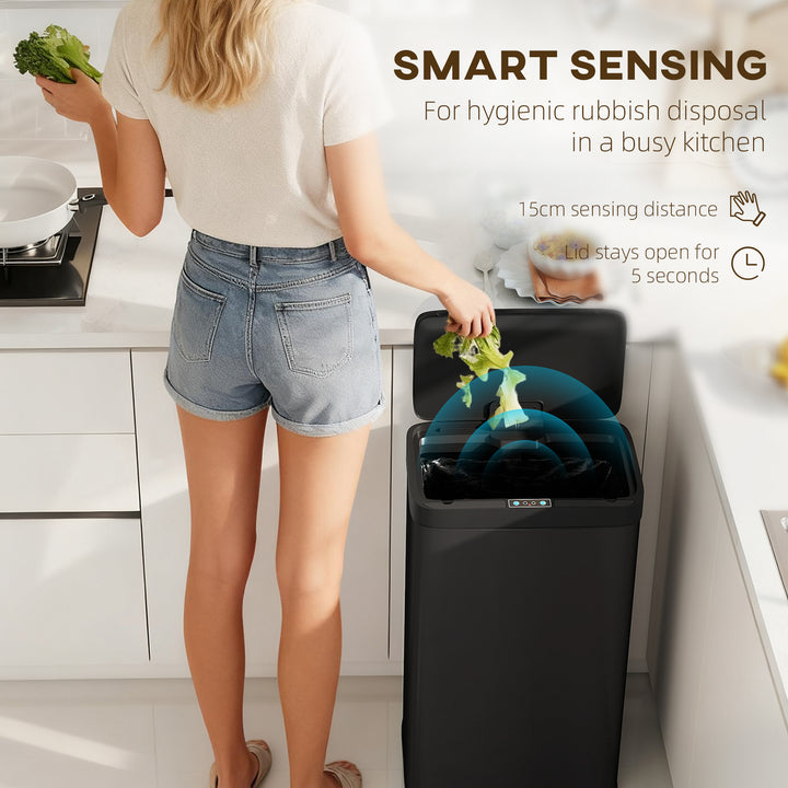 45L Stainless Steel Sensor Bin - Silver Tone