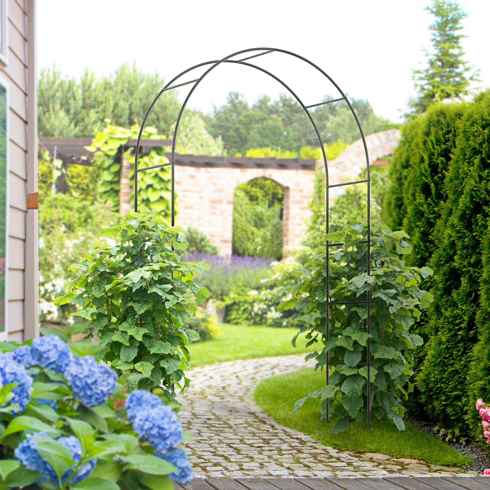 Outdoor Garden Arch, Metal Garden Arbor for Climbing Plants, Roses, Vi