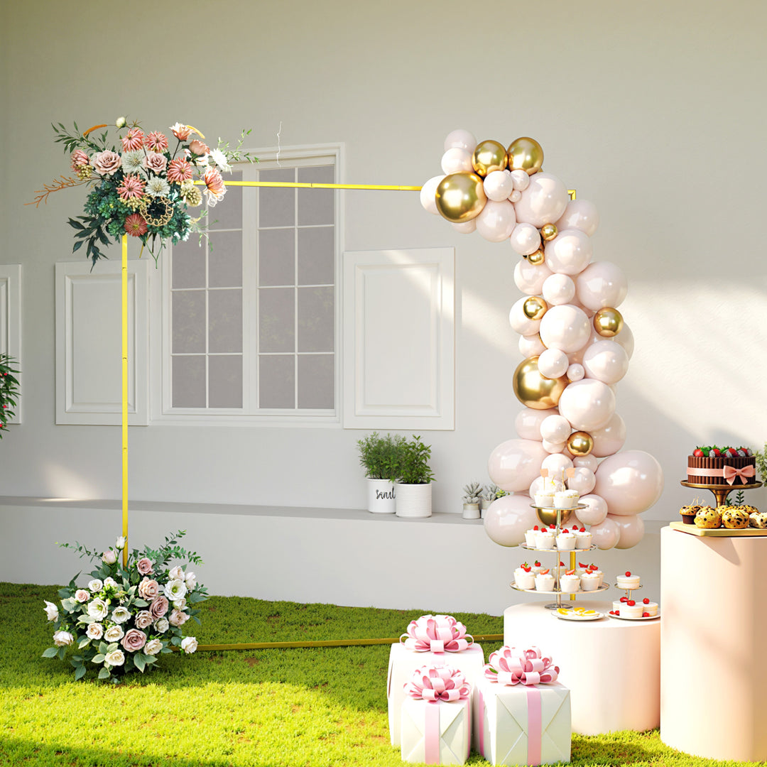 Wedding Arch Backdrop Stand, Square Metal Arch Frame with U-shaped Sta