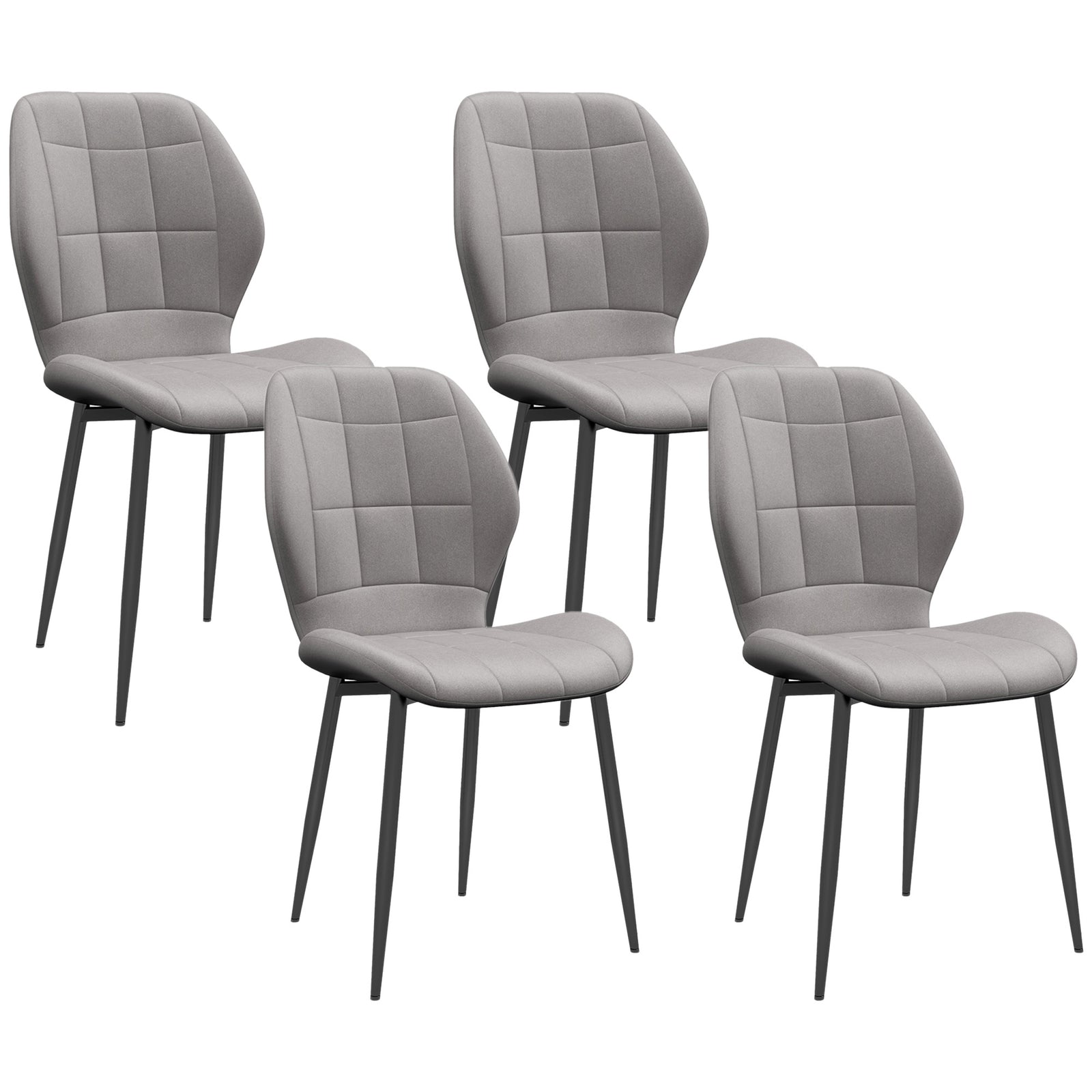Set of Four Flannel Relaxed Tub Dining Chairs - Light Blue