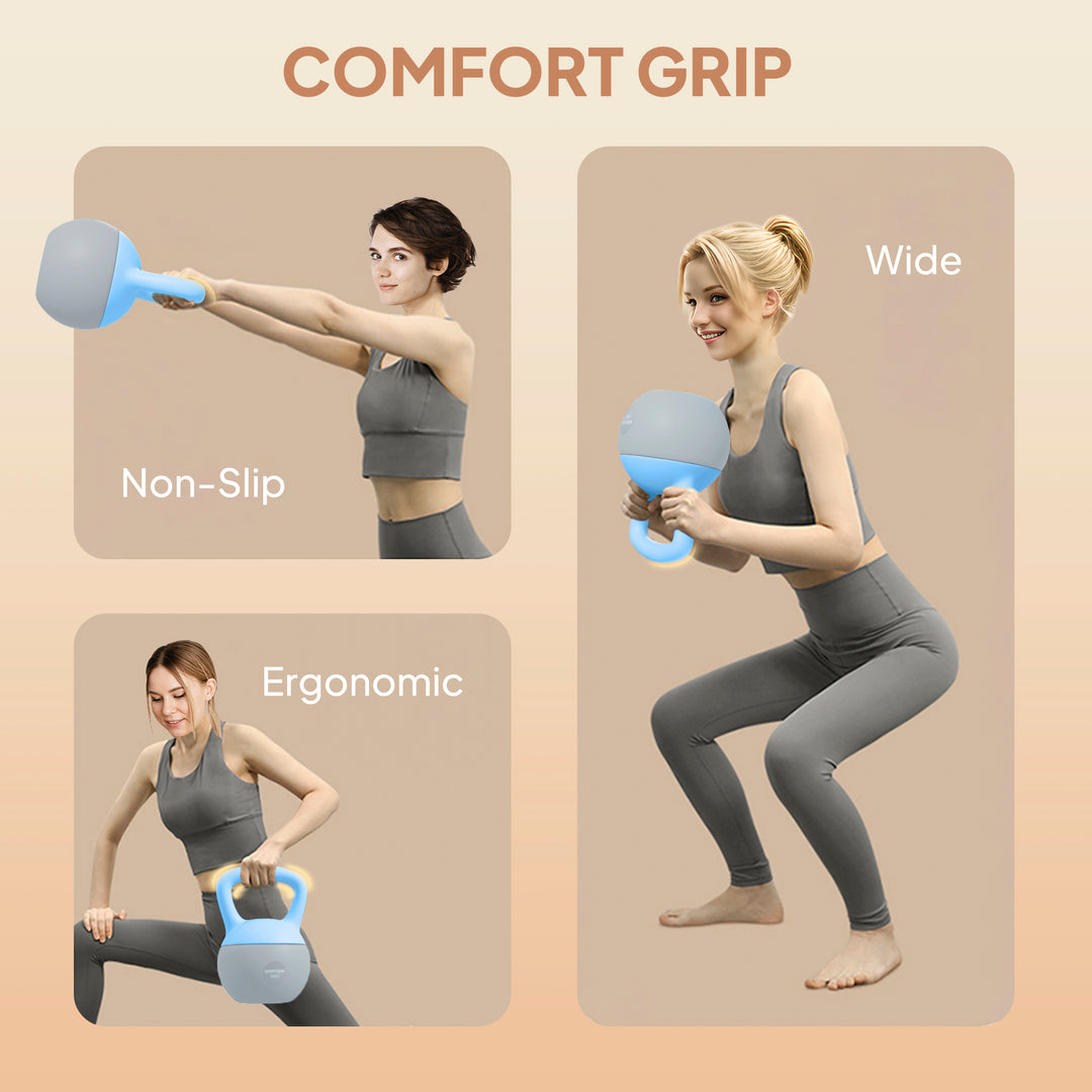SPORTNOW 6KG Soft Kettlebell, Kettlebell with Non-Slip Handle for Home Gym, Weight Lifting, Strength Training, Light Blue/Grey