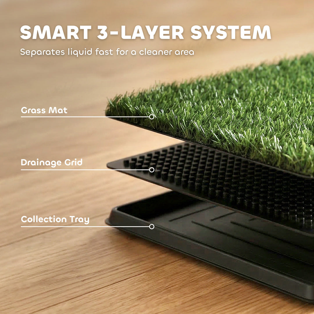 Dog Grass Pee Pad with Tray, Dog Toilet Tray with 2 Artificial Grass - view 5