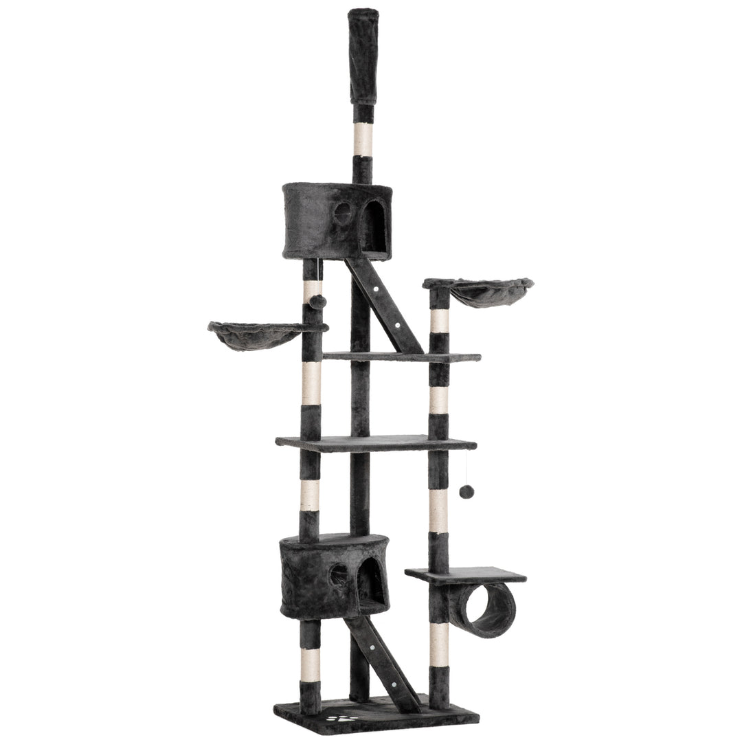 MCL Floor-to-Ceiling Cat Tree for Indoor Cats, 240-260cm Adjustable Cat Tree - Dark Grey