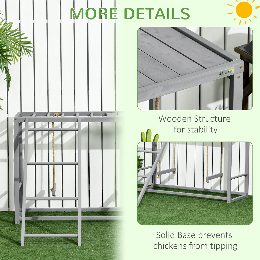 Chicken Activity Play with Swing Set for 3-4 Chickens, Wooden Chicken Coop, Grey