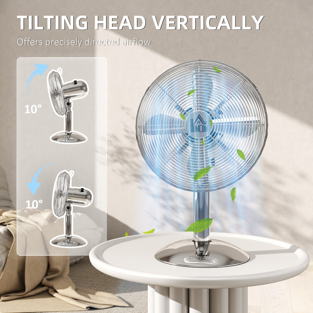 Three-Speed Oscillating Desk Fan - Silver-Tone