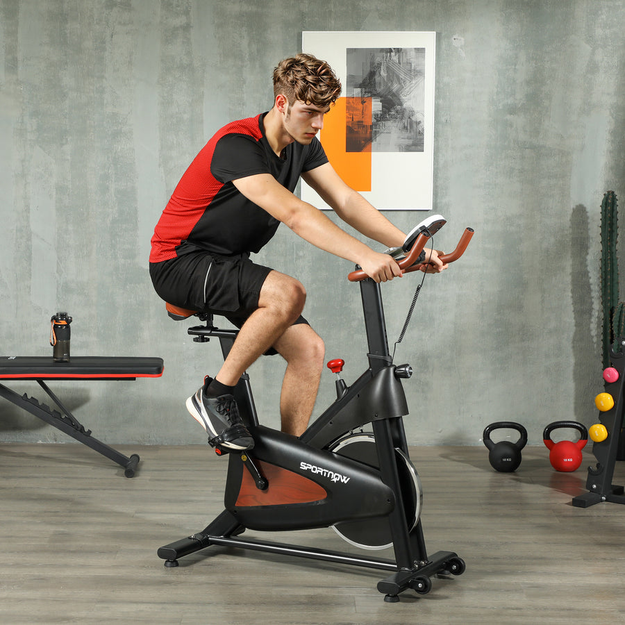 SPORTNOW Quiet Stationary Exercise Bike with Adjustable Resistance, Seat, Black