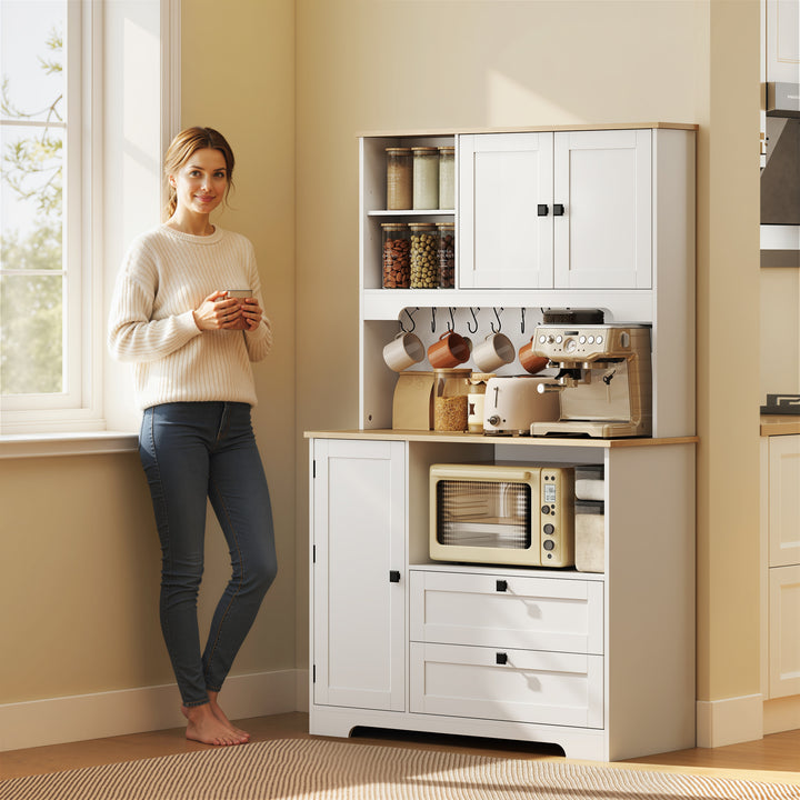Kitchen Cupboard, Freestanding Kitchen Cabinet with 2 Cabinets, 2 Draw
