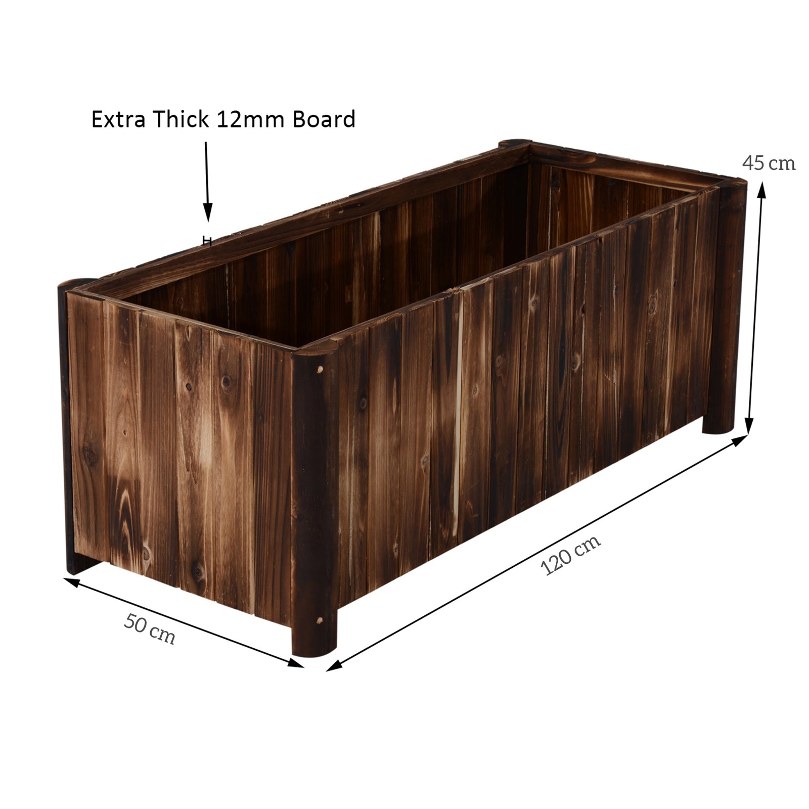 Wooden Raised Garden Bed, 120 x 50 x 45cm Elevated Planter Box, Outdoo