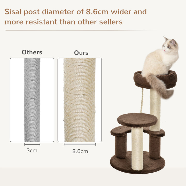 Pawhut 65 cm Cat Tree Cat Scratching Post Kitty Scratcher Kitten Activity Center Scratching Post Playhouse 2 Perch w/ Hanging Sisal Rope | Aosom UK