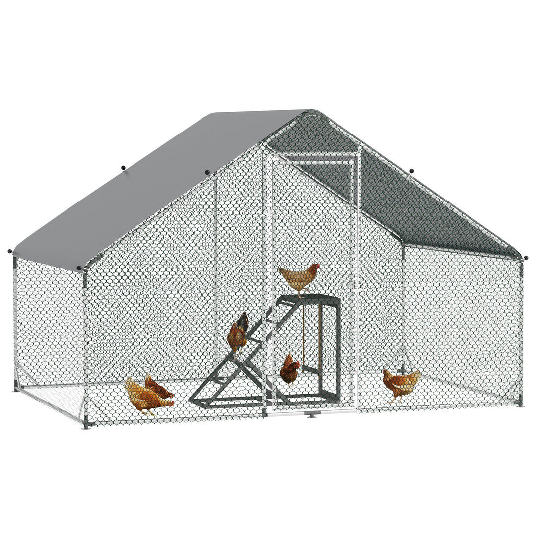 Walk In Chicken Run with Chicken Activity Shelf and Cover, 3 x 2 x 2m
