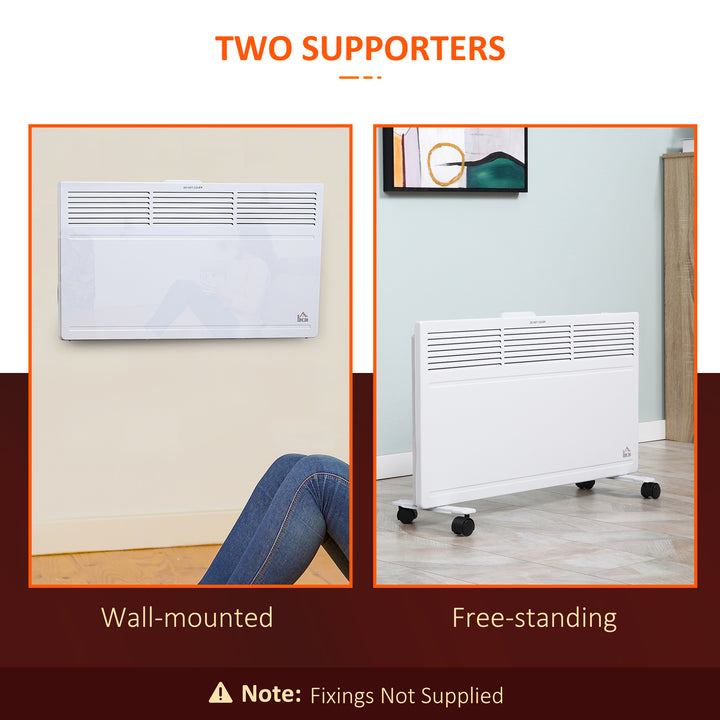 MCL POWER Convector Radiator Freestanding or Wall-mounted Heating with 2 Heat Settings Safety Cut-Off, White