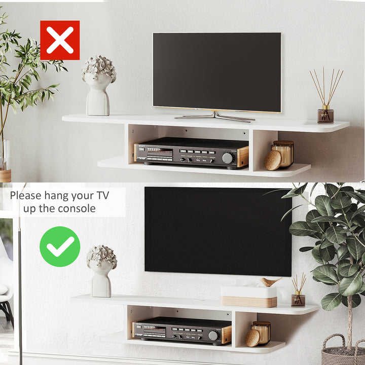 MCL Floating TV Unit Stand for TVs up to 40", Wall Mounted Media Console with Storage Shelf, Entertainment Center, White