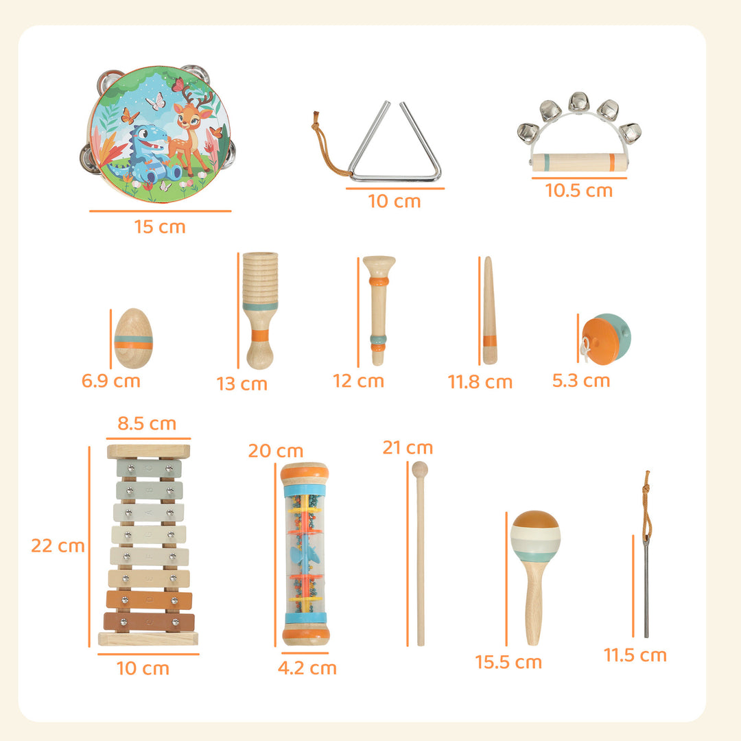 Kids Drum Kit, 14 Pieces Wooden Kids Musical Instruments Set with - view 3