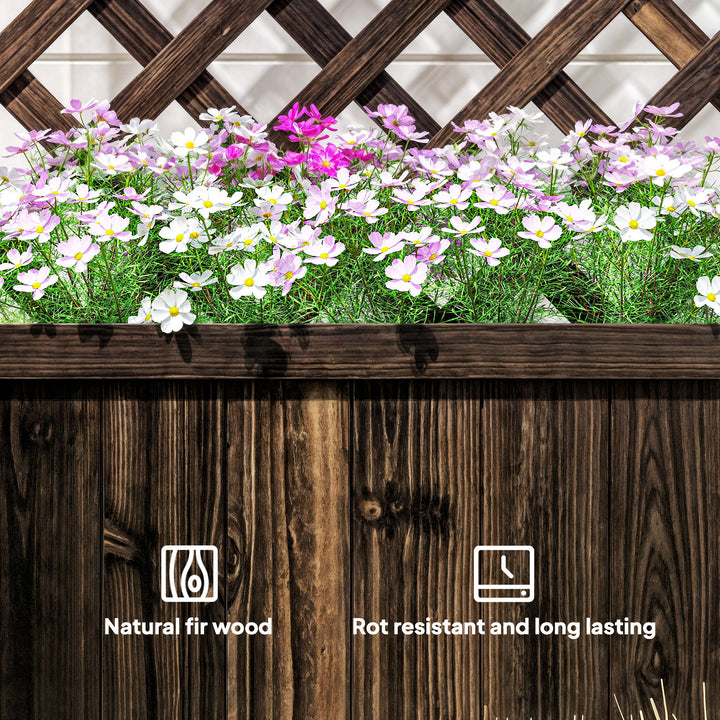 MCL Garden Planter with Trellis, 45L Raised Bed for Climbing Plants, Vines, Flowers, Outdoor Planter Box for Patio, 72.5 x 31.5 x 149.5 cm, Carbonised Finish