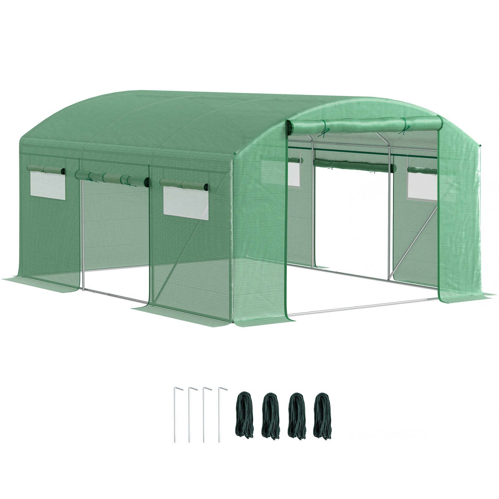 13 x 9.8ft Walk-In Polytunnel Greenhouse - Green