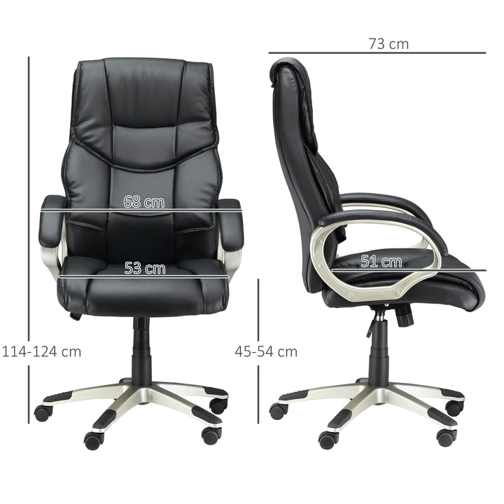 HOMCOM Computer Desk Chair, High Back Swivel Chair, Faux Leather, Adjustable Height, Rocking Function, Black