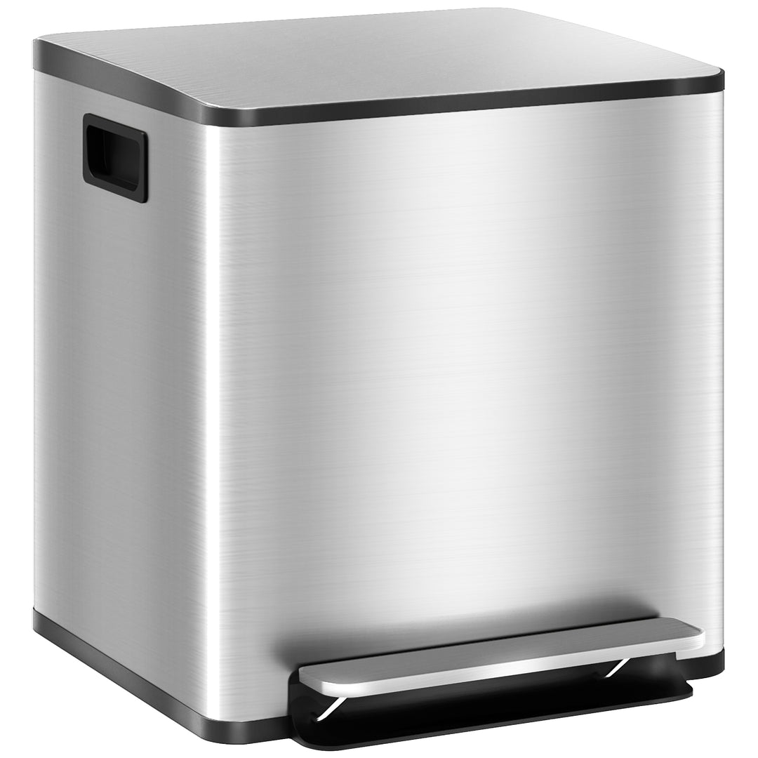 30L Dual Compartment Stainless Steel Bin, with Deodoriser Holders - Si