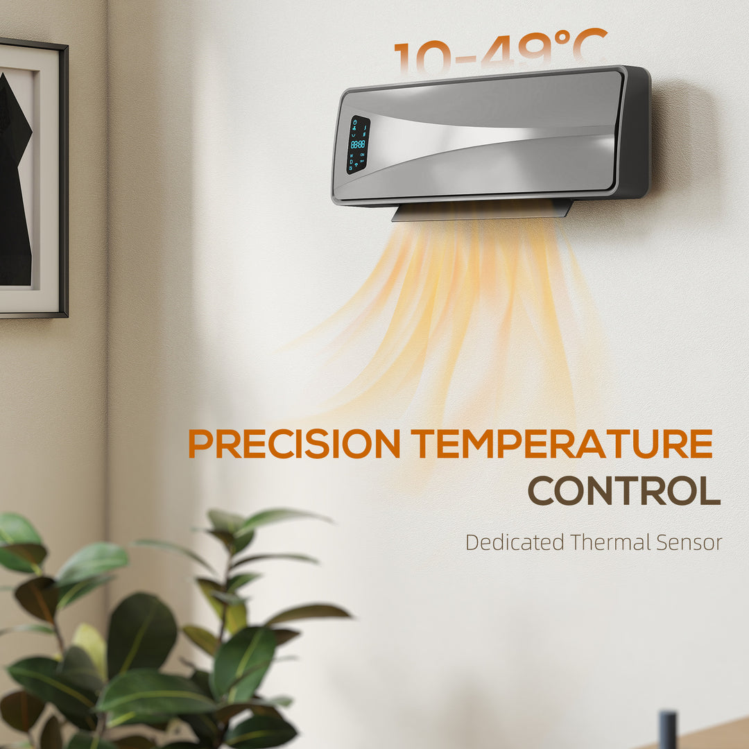 MCL 2000W Ceramic Electric Heater with Fan, Adjustable Thermostat, Wall Mounted - Grey