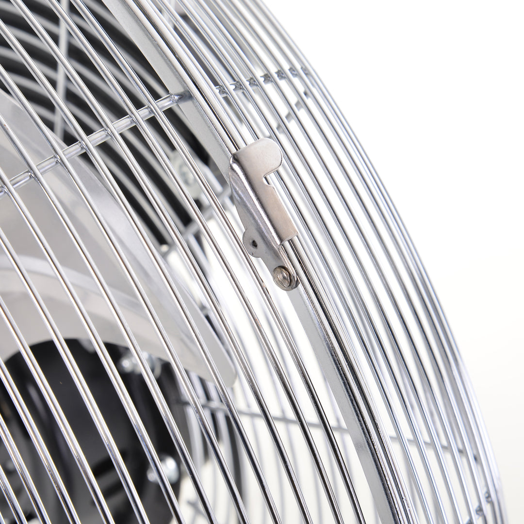 20" Chrome Metal Floor Fan with Tilting, High Velocity, 3 Speed, Portable Gym Fan for Home Office, Silver