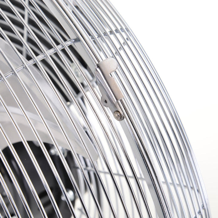 20" Chrome Metal Floor Fan with Tilting, High Velocity, 3 Speed, Portable Gym Fan for Home Office, Silver