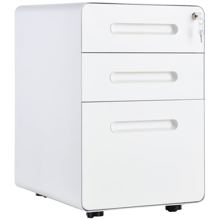 MCL Lockable File Cabinet with 3 Drawers, Vertical Office Drawer for A4, Letter, Legal Size, Anti-tilt Design, Pre-Assembled Body, White