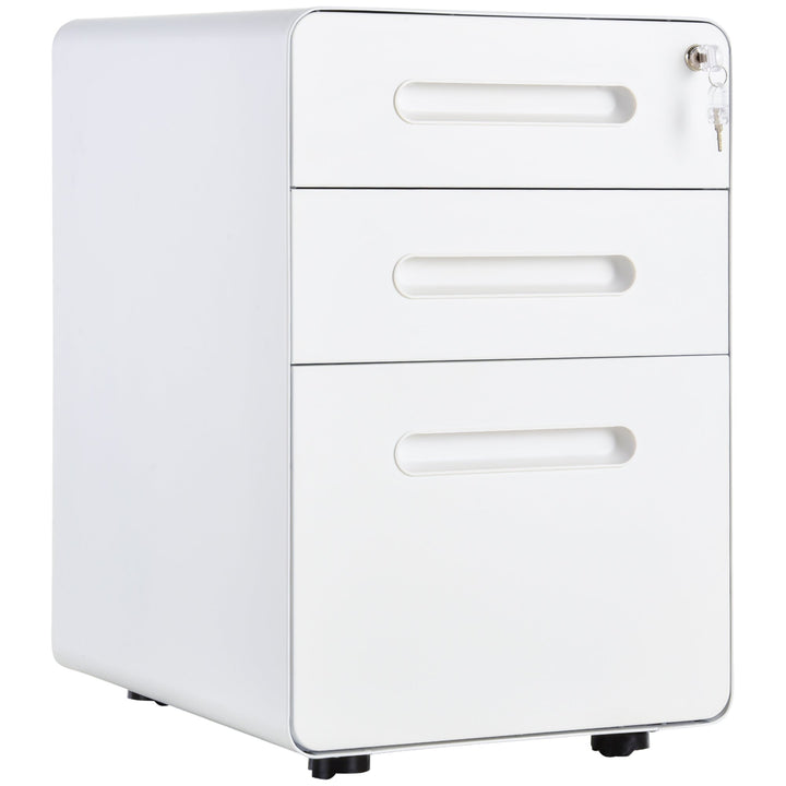 MCL Lockable File Cabinet with 3 Drawers, Vertical Office Drawer for A4, Letter, Legal Size, Anti-tilt Design, Pre-Assembled Body