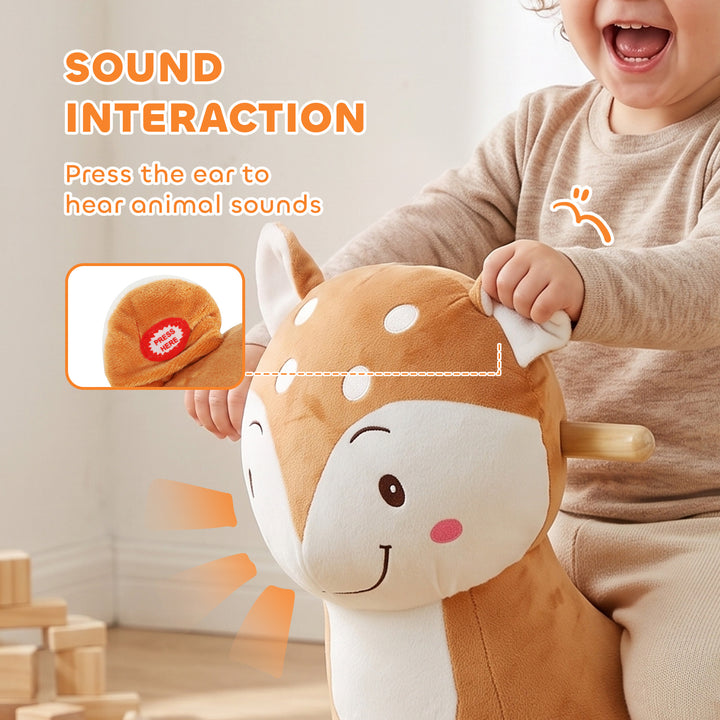 Rocking Horse, Ride on Horse Deer Design with Sounds, Security Belt - view 4