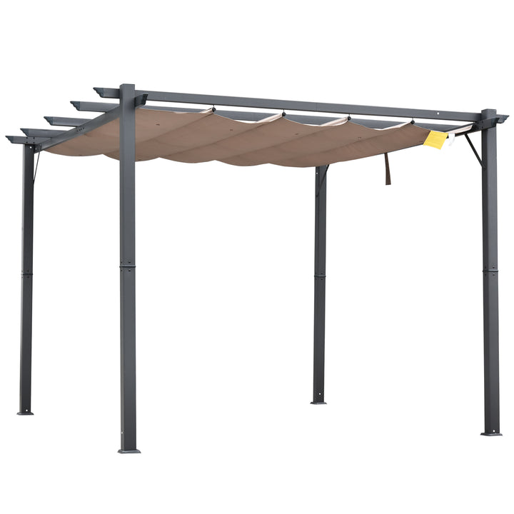 3 x 3(m) Aluminium Pergola Canopy Gazebo Awning Outdoor Garden Sun Shade Shelter Marquee Party BBQ, Brown