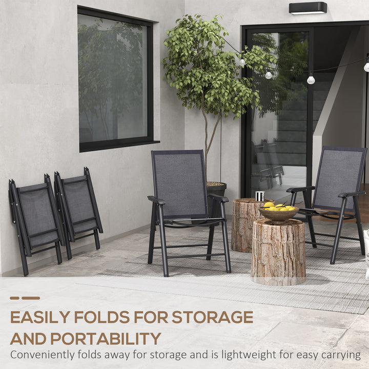 Set of Four Folding Garden Chairs - Charcoal Grey