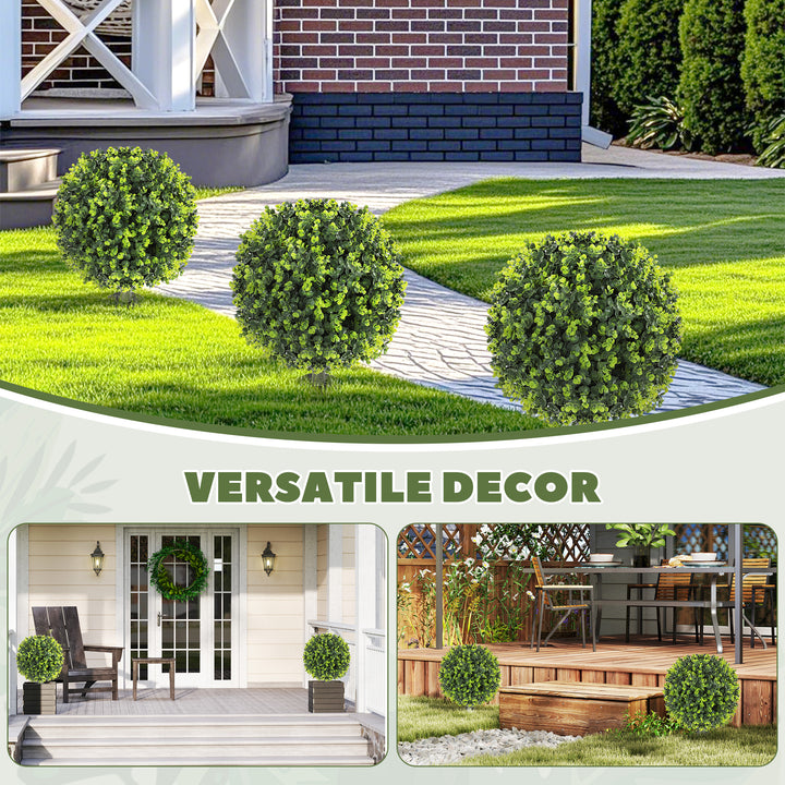 Set of 2 40 cm Artificial Boxwood Topiary Ball Bush with Integrated - view 6