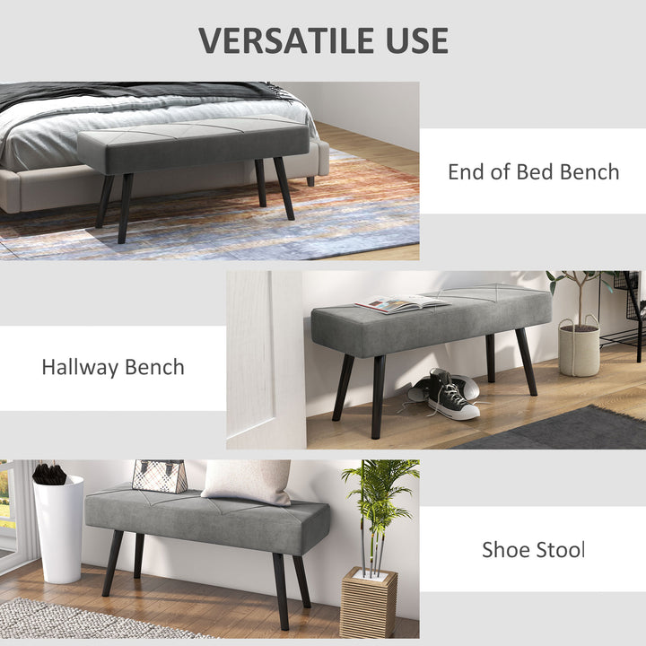 HOMCOM Upholstered End of Bed Bench, X-Shape Design with Steel Legs, Hallway Bedroom Bench, Grey | Aosom UK