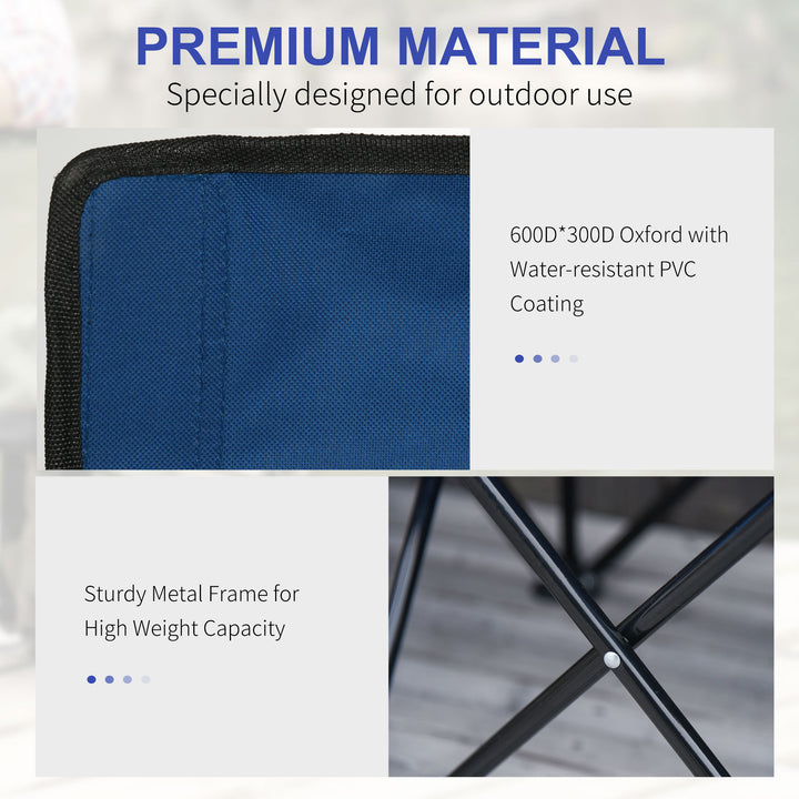 6 Seater Folding Camping Chair with Cup Holder & Carry Bag - Blue