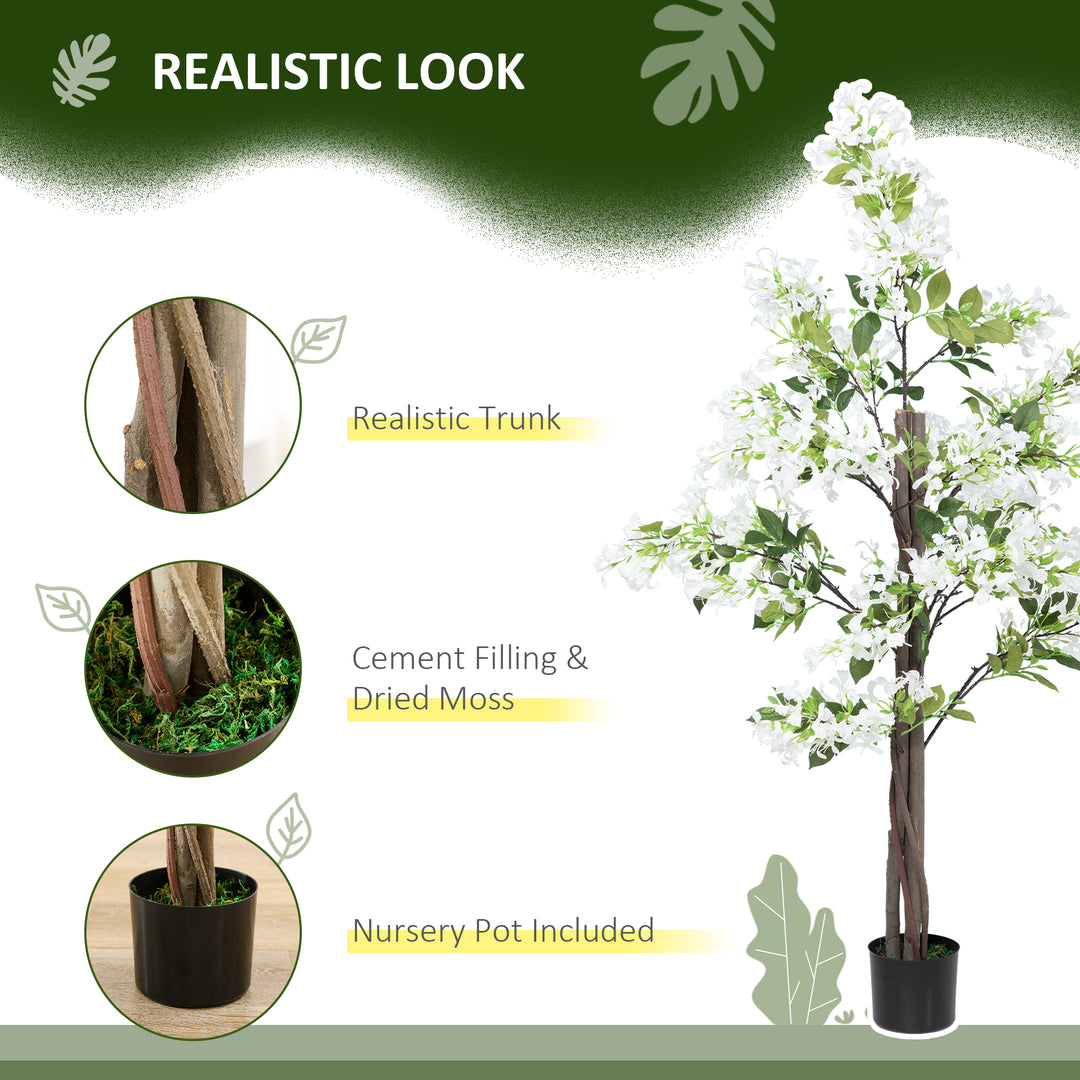Artificial Plants Honeysuckle Flower in Pot Fake Plants with Curved Boots for Indoor Outdoor 15x15x150cm Set of 2 White