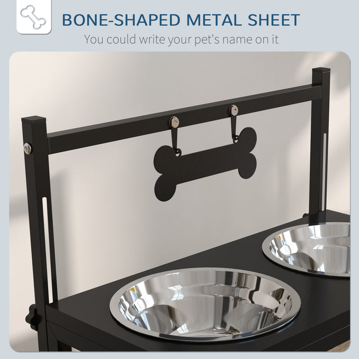 Dog Bowls with Stand, Adjustable Height Elevated Dog Bows for Small Medium Large Dogs - Black