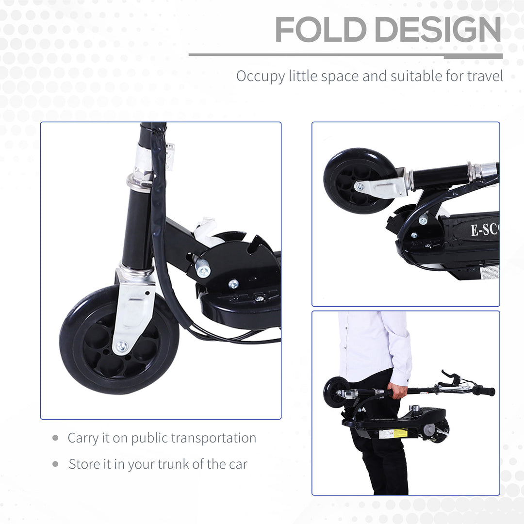 Powered E-Scooter Ride-On, with Brakes, Adjustable Seat, Adjustable Handlebars, Black