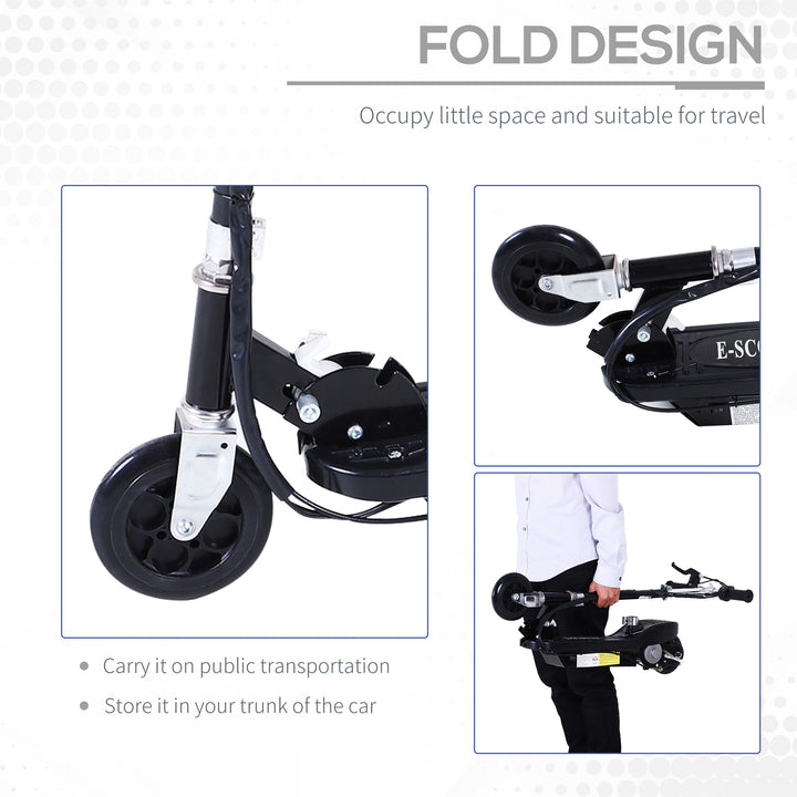 Powered E-Scooter Ride-On, with Brakes, Adjustable Seat, Adjustable Handlebars, Black
