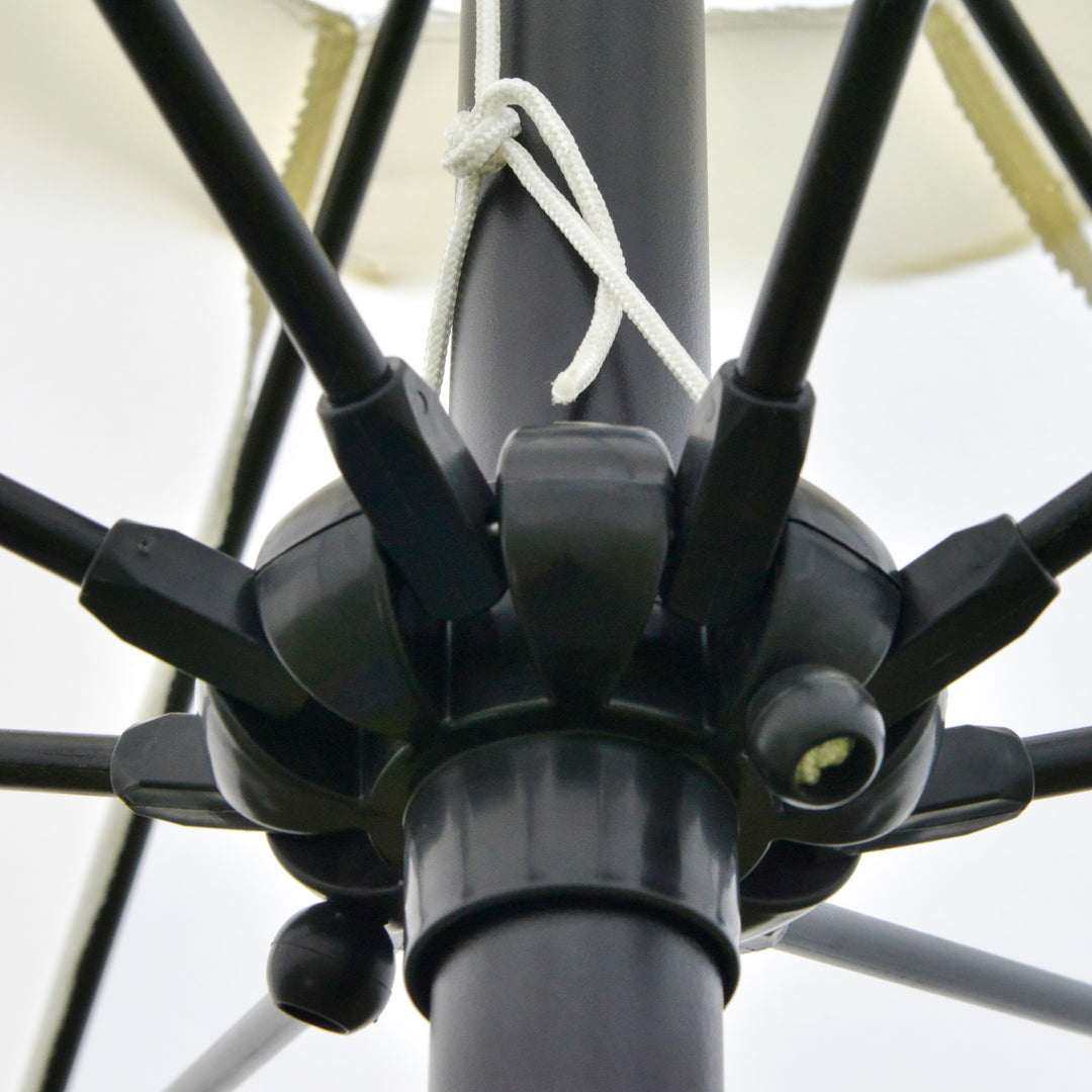 MCL 2.7M Garden Parasol Umbrella with Glass Fibre Ribs and Aluminium Frame, Tilting Sun Shade Shelter Canopy, Cream White